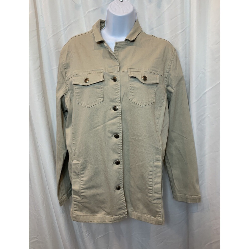 Real Comfort‎ by Chadwick Women's Beige Button Up Jacket Size 16 Long Sleeve EUC